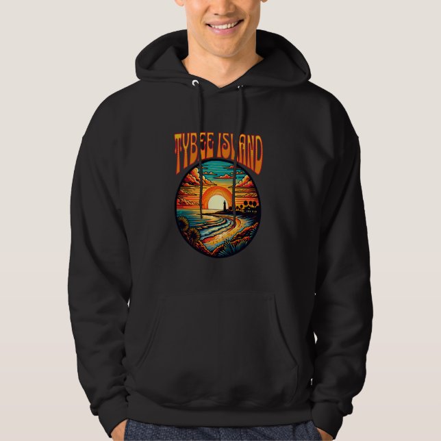 Sudadera Isla Tybee Sunset Icónico faro y costa (Anverso)