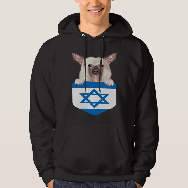 Sudadera Israel Flag Chinese Crested Dog In Pocket (Anverso)