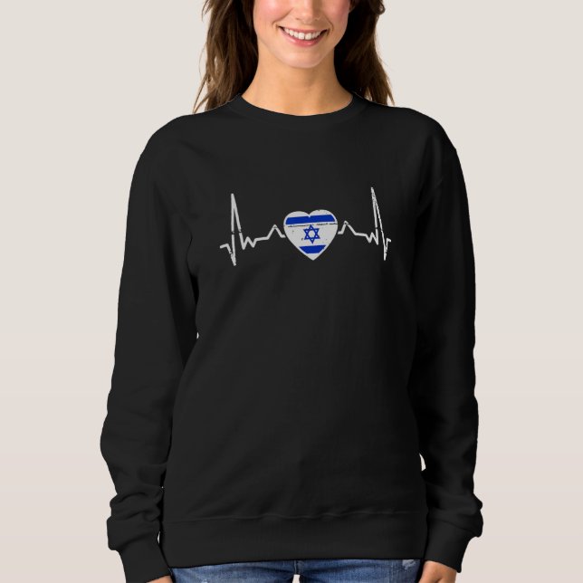 Sudadera Israel Heartbeat Proud Israeli Flag (Anverso)