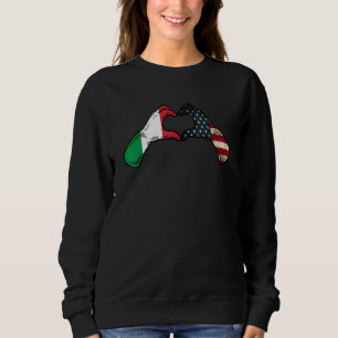 Sudadera Italia Bandera estadounidense USA Corazón italiano