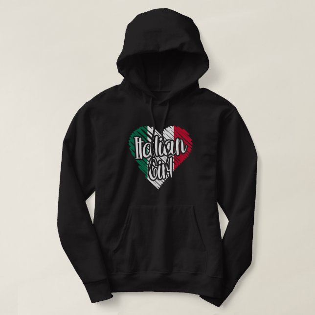 Sudadera Italia por la bandera cardíaca italiana Chica para (Diseño del anverso)