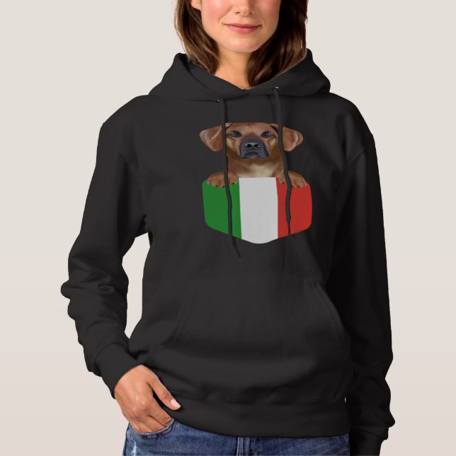 Sudadera Italy Flag Rhodesian Ridgeback Dog In Pocket (Anverso)