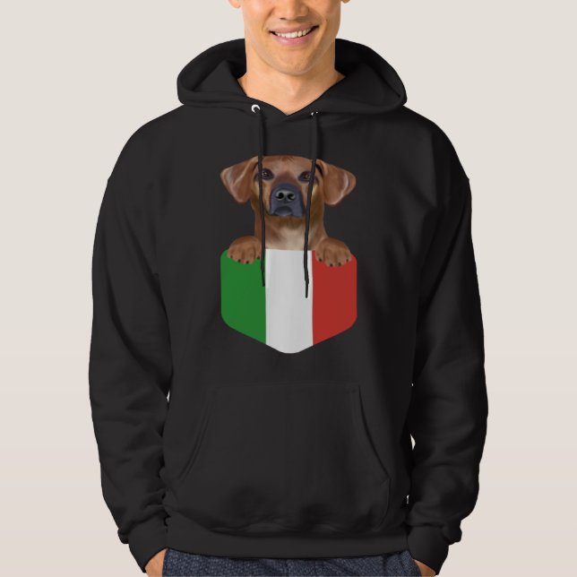 Sudadera Italy Flag Rhodesian Ridgeback Dog In Pocket (Anverso)