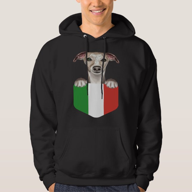 Sudadera Italy Flag Whippet Dog In Pocket (Anverso)