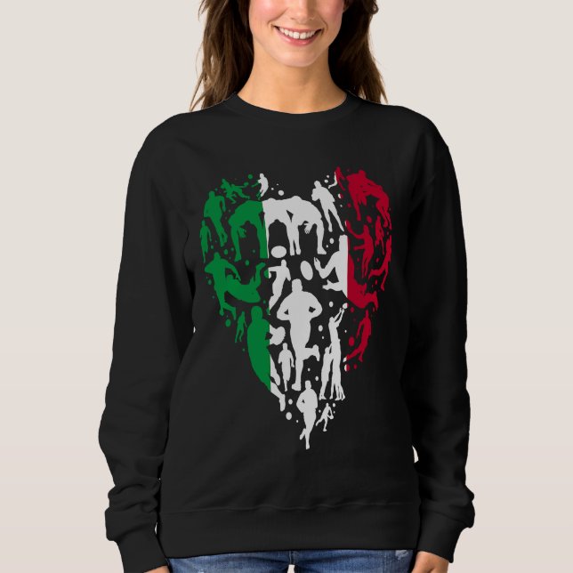 Sudadera Italy Rugby Love Heart Italian Rugby Fan (Anverso)