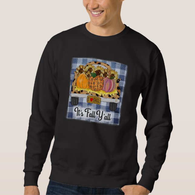 Sudadera It's Fall Y'all Autumn Pumpkin Truck Leopard Thank (Anverso)
