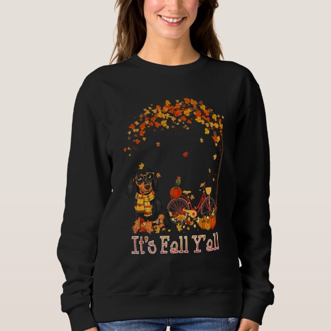 Sudadera It's Fall Y'all Dachshund Bike Pumpkin Spice Autum (Anverso)