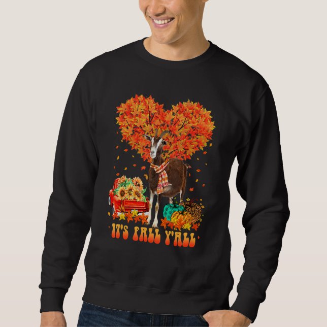 Sudadera It's Fall Y'all Goat Pumpkin Autumn Tree Fall Than (Anverso)
