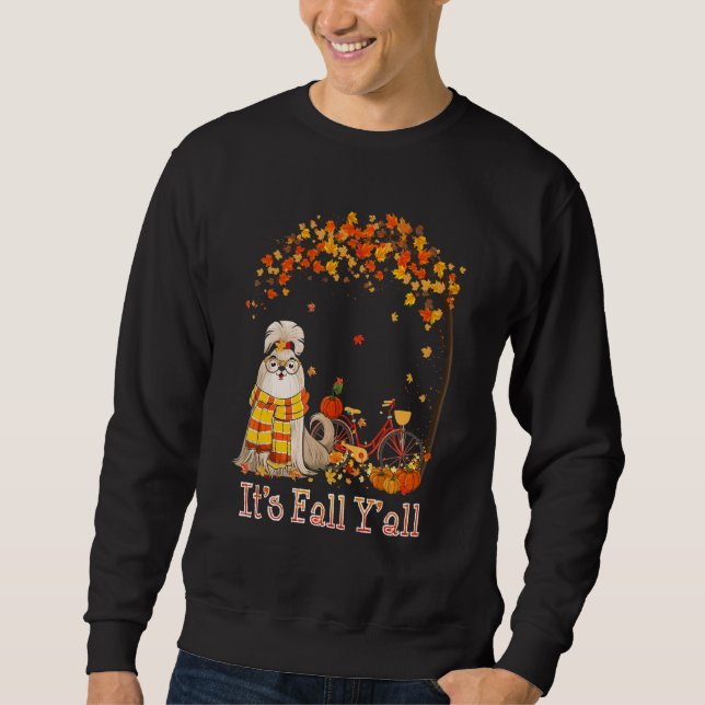 Sudadera It's Fall Y'all Shih Tzu Bike Pumpkin Spice Autumn (Anverso)