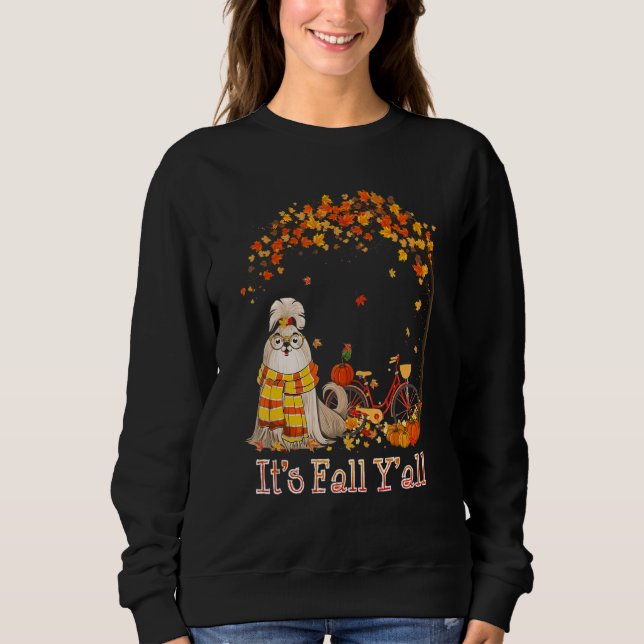 Sudadera It's Fall Y'all Shih Tzu Bike Pumpkin Spice Autumn (Anverso)