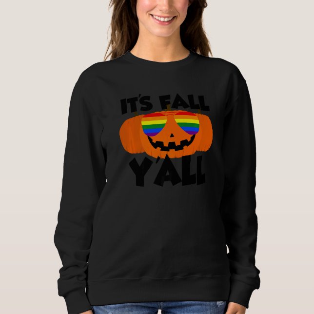 Sudadera It's Fall Y'all Thanksgiving Pumpkin LGBTQ Glasses (Anverso)
