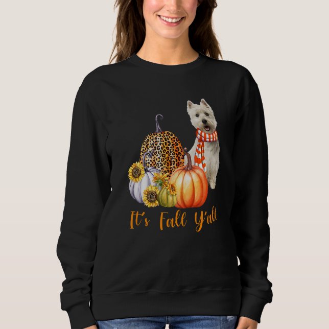 Sudadera It's Fall Y'all Westie Dog Leopard Pumpkin Fall (Anverso)