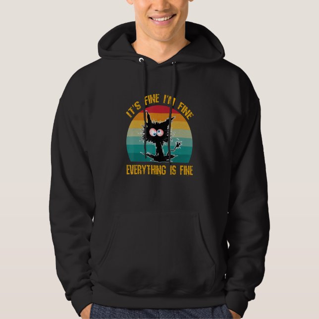 Sudadera It's Fine I'm Fine Everything Is Fine   Black Cat  (Anverso)