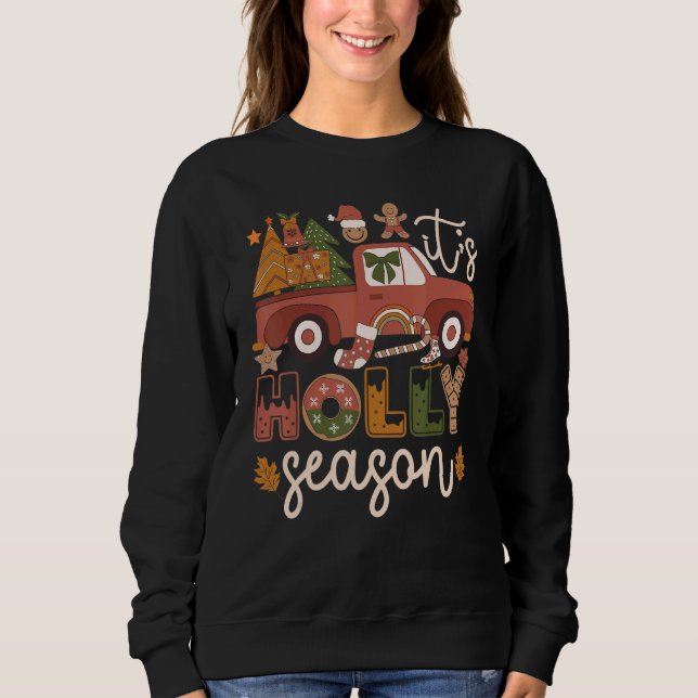 Sudadera It's Holly Season 60s 70s Retro Hippie Christmas (Anverso)
