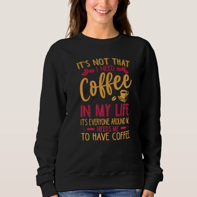 Sudadera It's Not That I Need Coffee In My Life   Jokes (Anverso)
