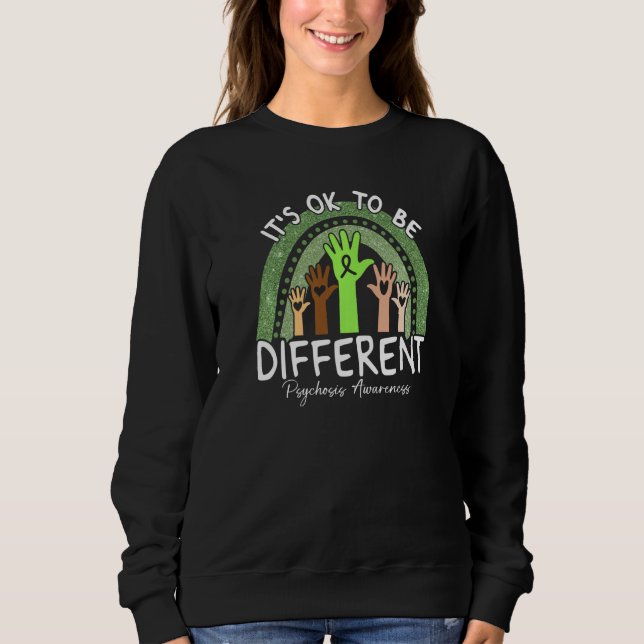 Sudadera It's Ok To Be Different Psychosis Awareness Lime G (Anverso)