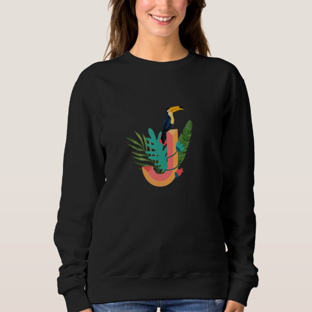 Sudadera J Alphabet Letter tropical Plants (Anverso)