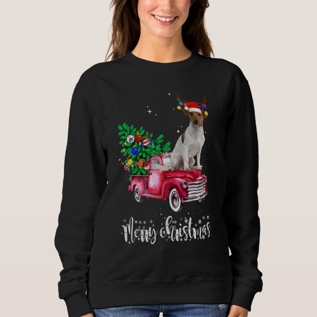 Sudadera Jack Russell Christmas Ride Red Truck (Anverso)