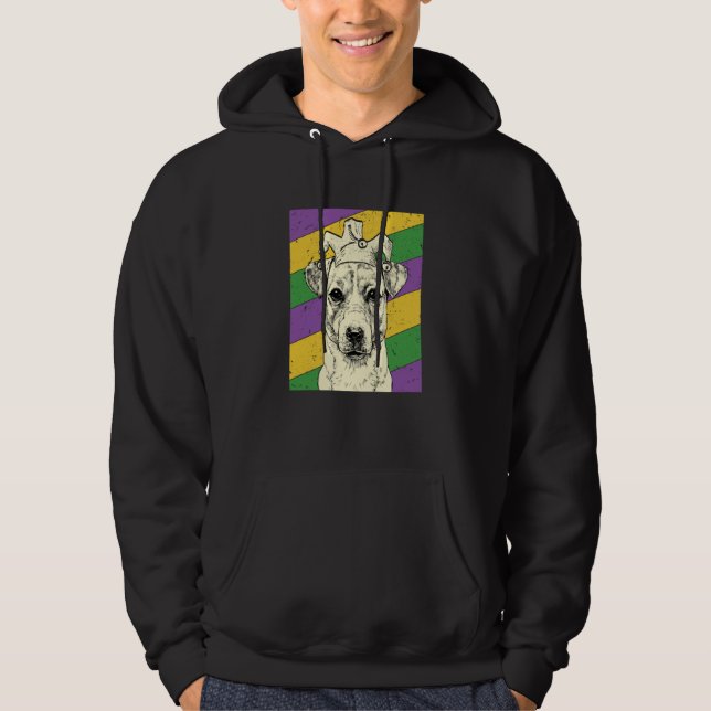 Sudadera Jack Russell Terrier Jester Mardi Gras Dog Mom or  (Anverso)