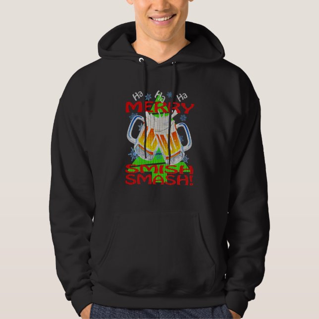 Sudadera ¡Jajaja Merry Smishsmash! Graciosa cerveza de vaca (Anverso)