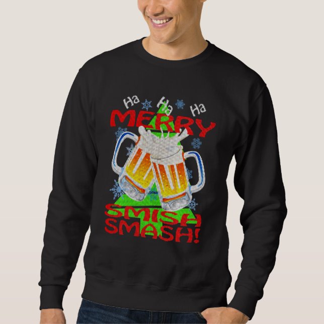Sudadera ¡Jajaja Merry Smishsmash! Graciosa cerveza de vaca (Anverso)