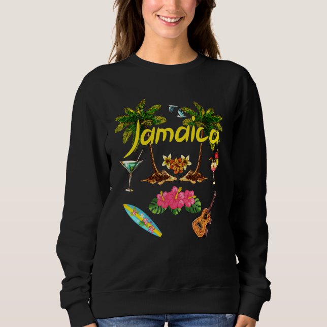 Sudadera Jamaica Beach Summer Palm Surf Sun Set Palm Trees (Anverso)