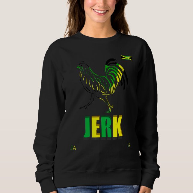 Sudadera Jamaica Jerk Pollo Rooster Bandera de Jamaica (Anverso)