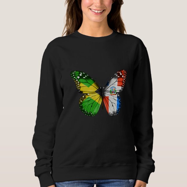 Sudadera Jamaican Dominican Flag Butterfly  1 (Anverso)