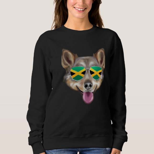 Sudadera Jamaican Flag Swedish Vallhund Dog Jamaica Pocket (Anverso)