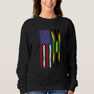Sudadera Jamaicano con raíces mitad de bandera estadouniden