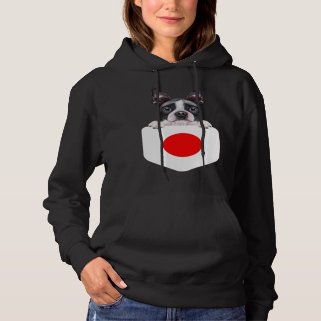 Sudadera Japan Flag Boston Terrier Dog In Pocket (Anverso)