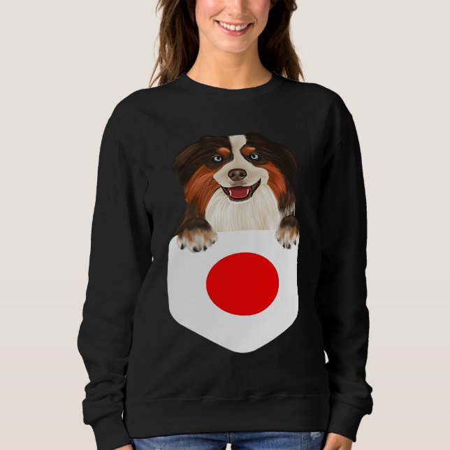Sudadera Japan Flag Miniature American Shepherd Dog In Pock (Anverso)