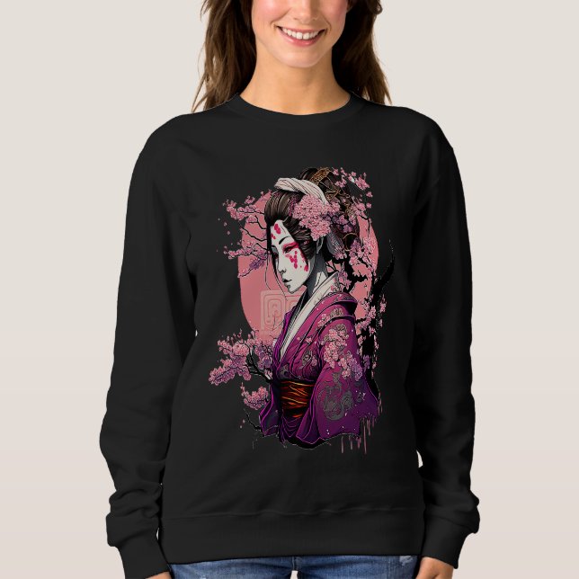 Sudadera Japanese Culture Samurai Geisha Sakura Cherry Blos (Anverso)