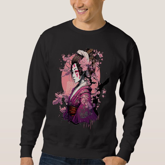 Sudadera Japanese Culture Samurai Geisha Sakura Cherry Blos (Anverso)