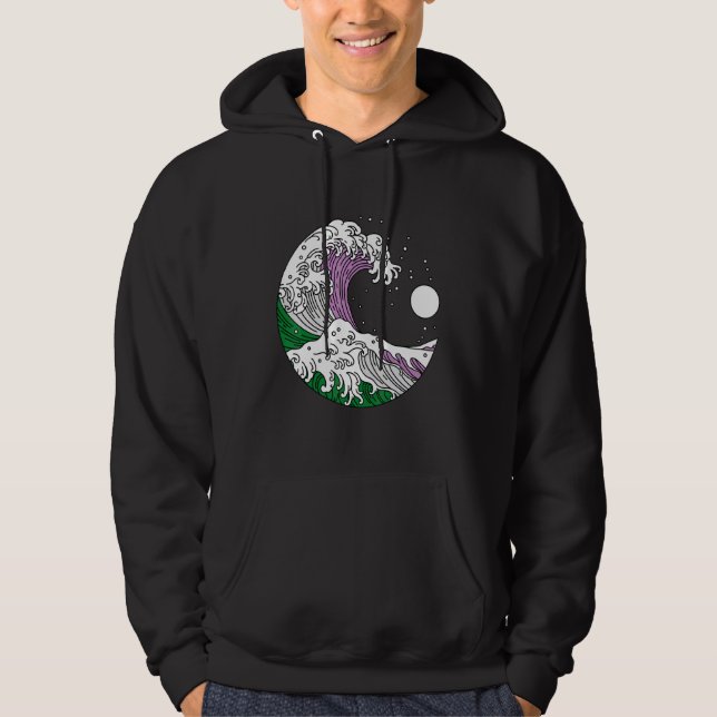 Sudadera Japanese Great Wave Genderqueer Pride Gender Queer (Anverso)