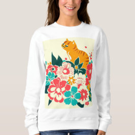 Sudadera Japanese old scool cat and flowers