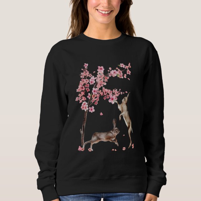 Sudadera Japanese Rabbit Cherry Blossom Flower Sakura Tree  (Anverso)