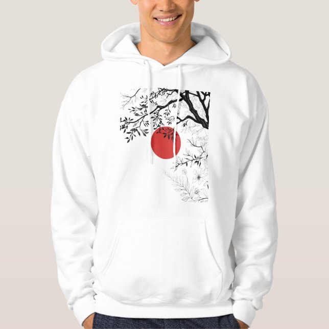 Sudadera Japanese Red Sun & Brush Tree Art (Anverso)