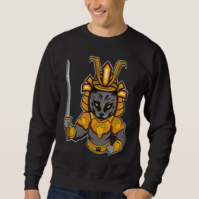 Sudadera Japanese Samurai Katana Ninja Cat Sword Feline Oyo (Anverso)
