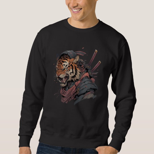Sudadera Japanese Samurai Tattoo Tiger Fighter Graphic Artw (Anverso)