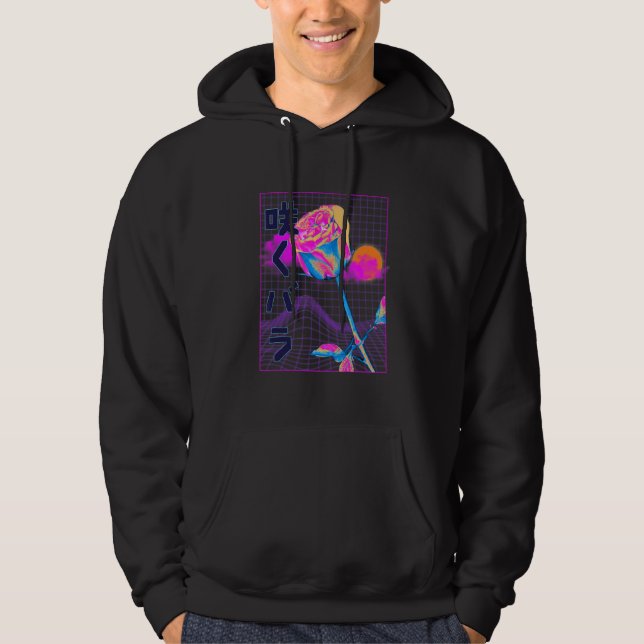 Sudadera Japanese Vaporwave Aesthetic Red Rose Plant Flower (Anverso)