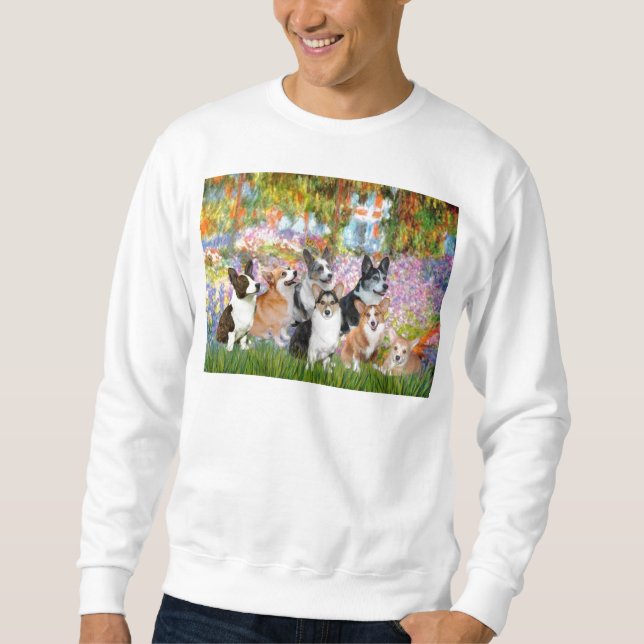 Sudadera Jardín - Corgies galeses (siete) (Anverso)