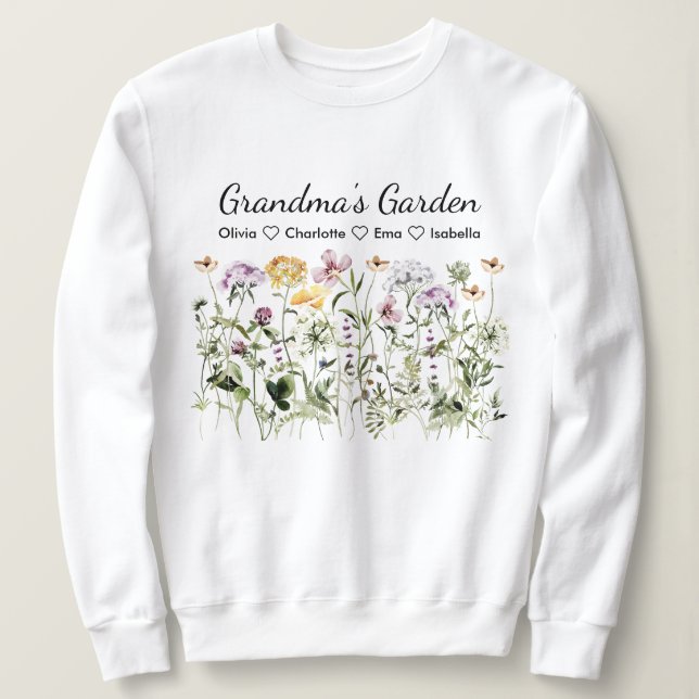 Sudadera Jardín de flores silvestres del Día de los Abuelos (Anverso del diseño)