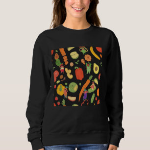 Sudadera Jardín de Frutas y Verduras Plátano Aguacate Pimie