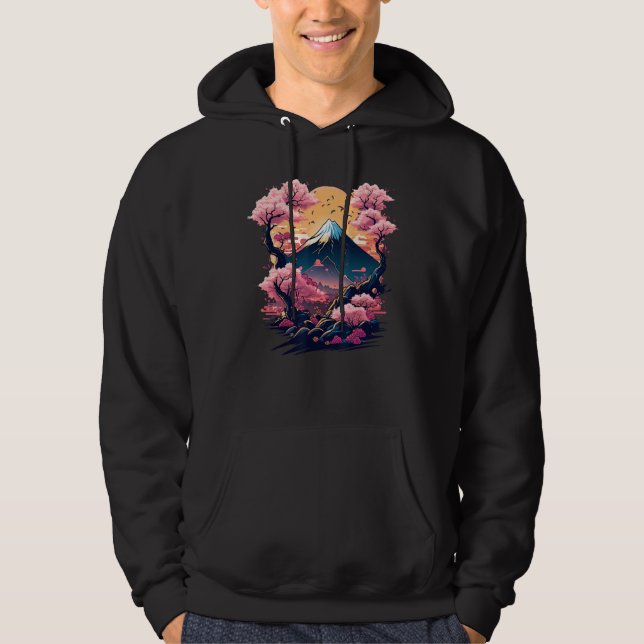Sudadera Jardín Japonés Sakura Geisha Monte Fuji Flor de Ce (Anverso)