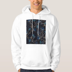 Sudadera Jardín oscuro: Floral azul monotónica