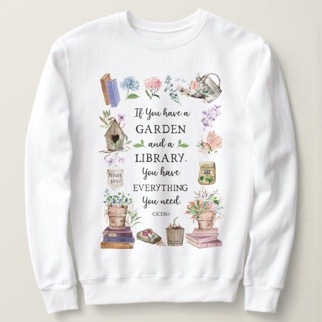 Sudadera Jardinería y Biblioteca Cotizando Jardín Floral (Anverso del diseño)