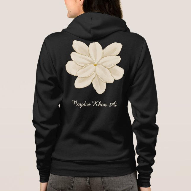 Sudadera Jasmine White Flower Name Front and Back (Reverso)