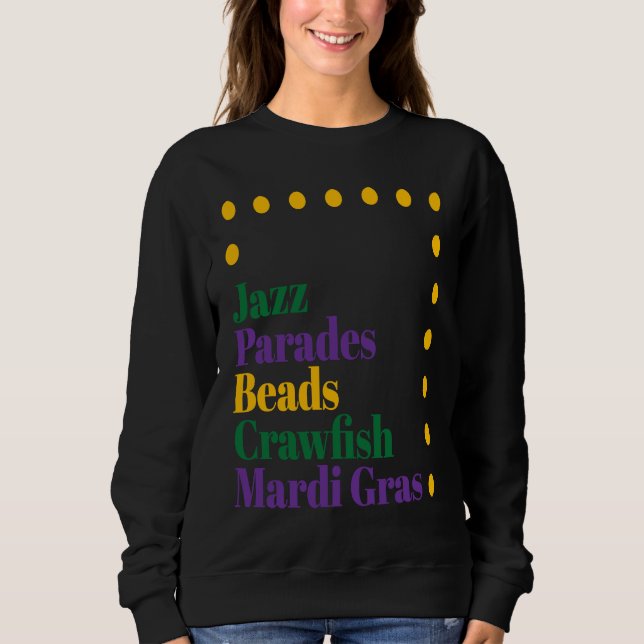 Sudadera Jazz Parades Beads Crawfish Mardi Gras Carnival Me (Anverso)