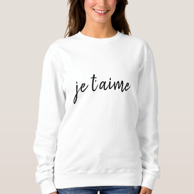 Sudadera Je t’aime Te amo en la Moda francesa Blanco (Anverso)
